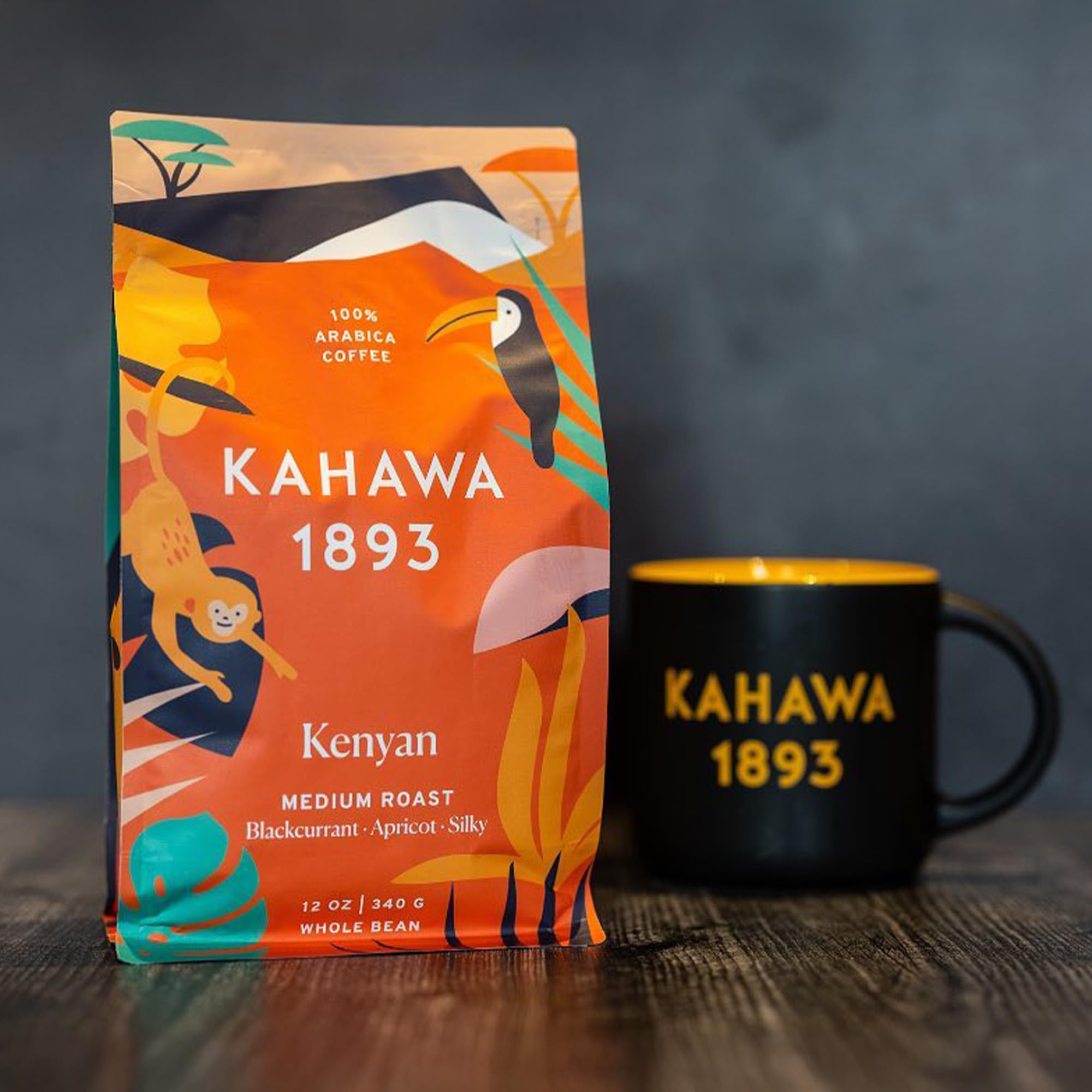 Kahawa 1893 Whole Bean Coffee Medium Roast Kenyan Blend 12 Oz - As Seen on Shark Tank, High Antioxidants, Naturally Sweet, Organically Grown, Ethically & Sustainably Sourced