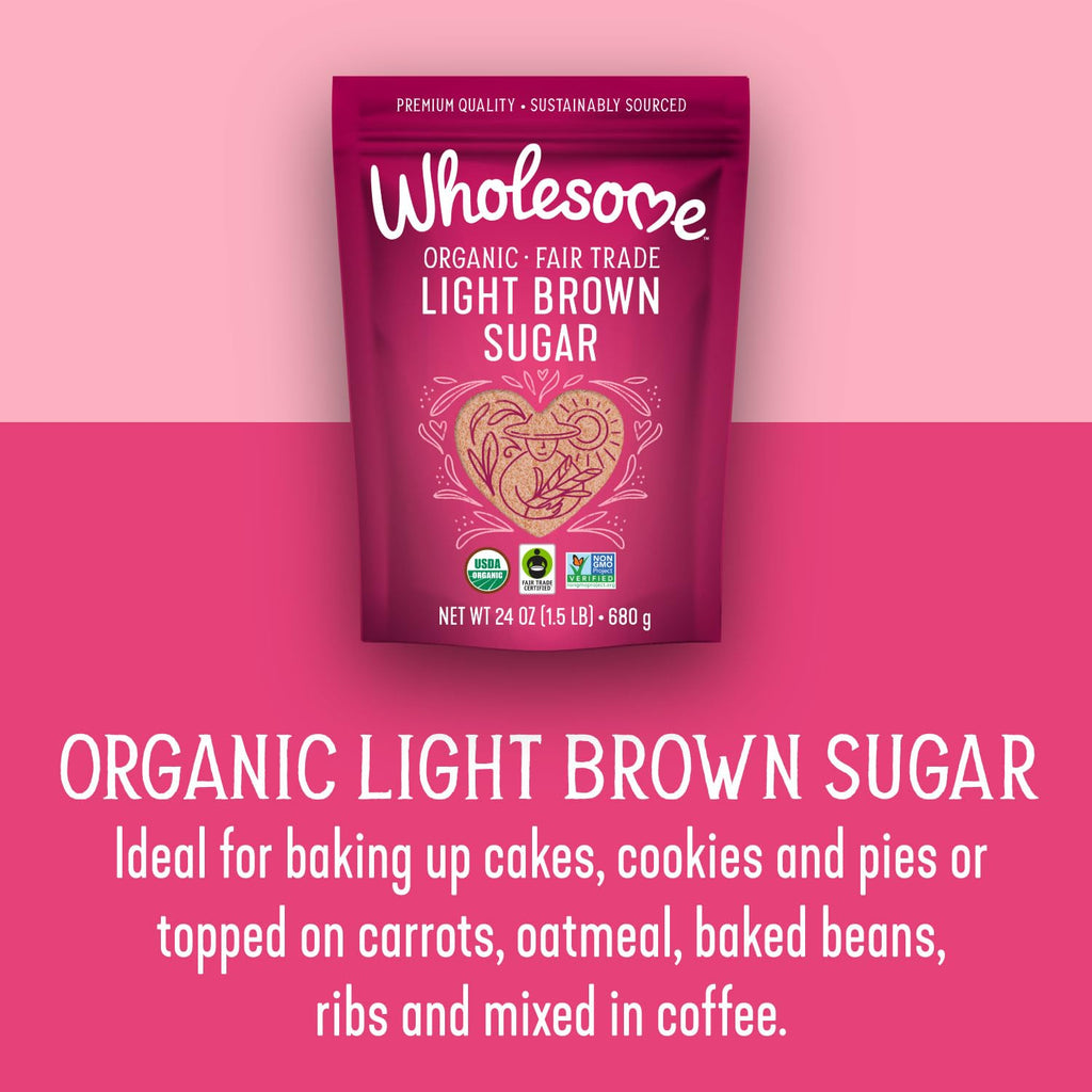 Wholesome Fair Trade Organic Light Brown Sugar, 24oz, 6-Pack