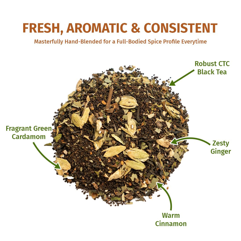 Nepal Tea Himalayan Masala Chai Tea Mix | CTC & Loose Leaf Black Tea with Organic Chai Spice Blend - Cinnamon, Ginger, Cardamom, Cloves & Black Pepper | Unsweetened Sugar Free Chai Mix, 8.8 Oz Blend