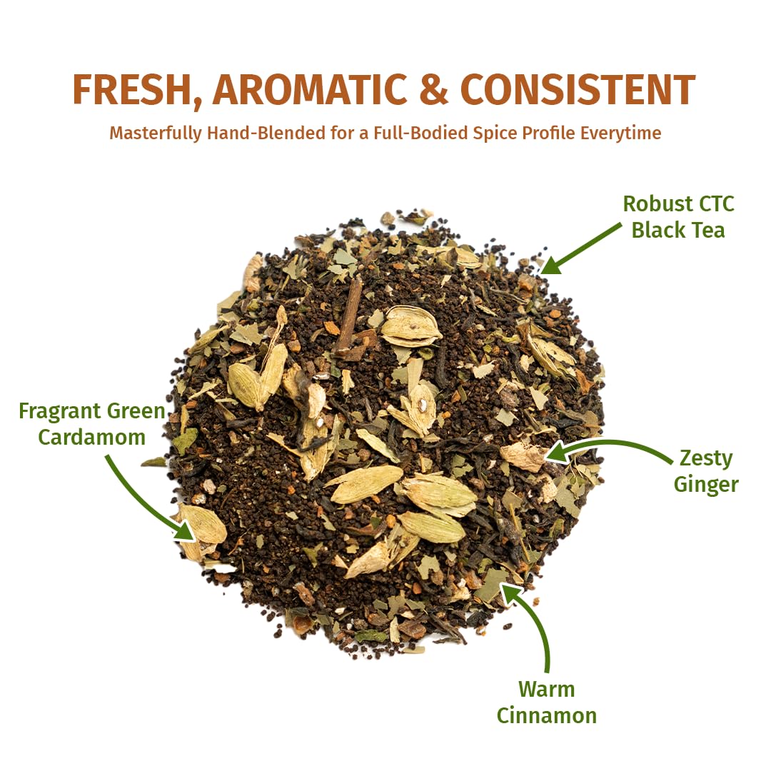 Nepal Tea Himalayan Masala Chai Tea Mix | CTC & Loose Leaf Black Tea with Organic Chai Spice Blend - Cinnamon, Ginger, Cardamom, Cloves & Black Pepper | Unsweetened Sugar Free Chai Mix, 8.8 Oz Blend