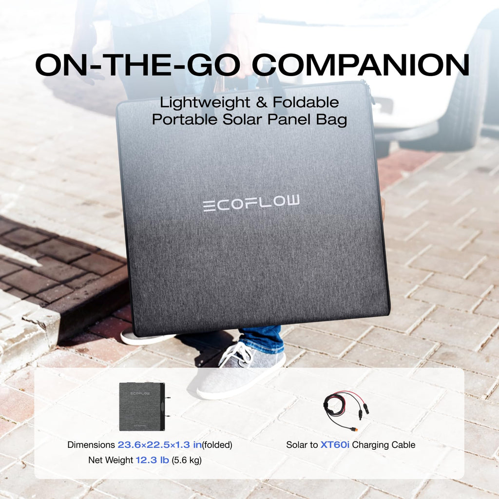 EF ECOFLOW 2PCS 160 Watt Portable Solar Panel for Power Stations, 25% High Conversion Efficiency Foldable Solar Panel with Adjustable Kickstand IP68 Waterproof, Ideal for Camping RV, NextGen Version