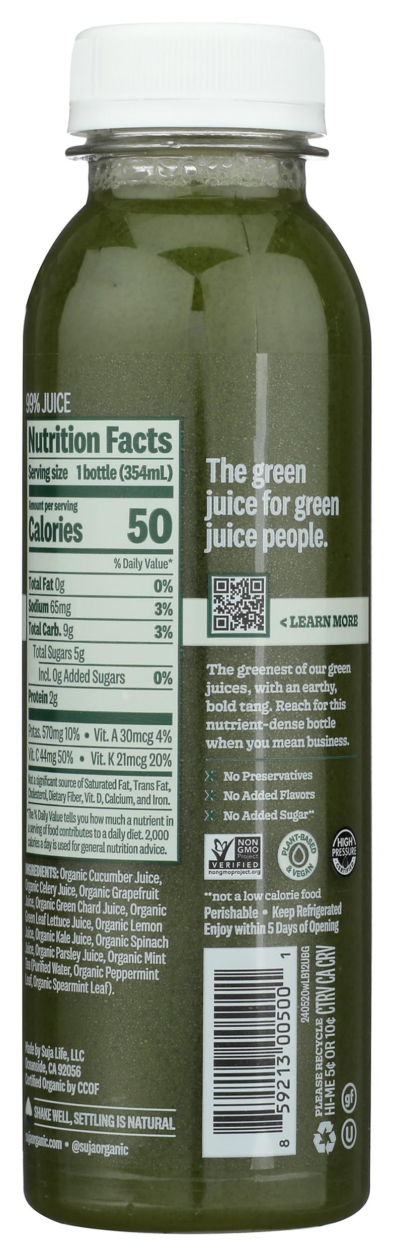 Suja Organic Uber Greens, 12 Fl Oz Bottle