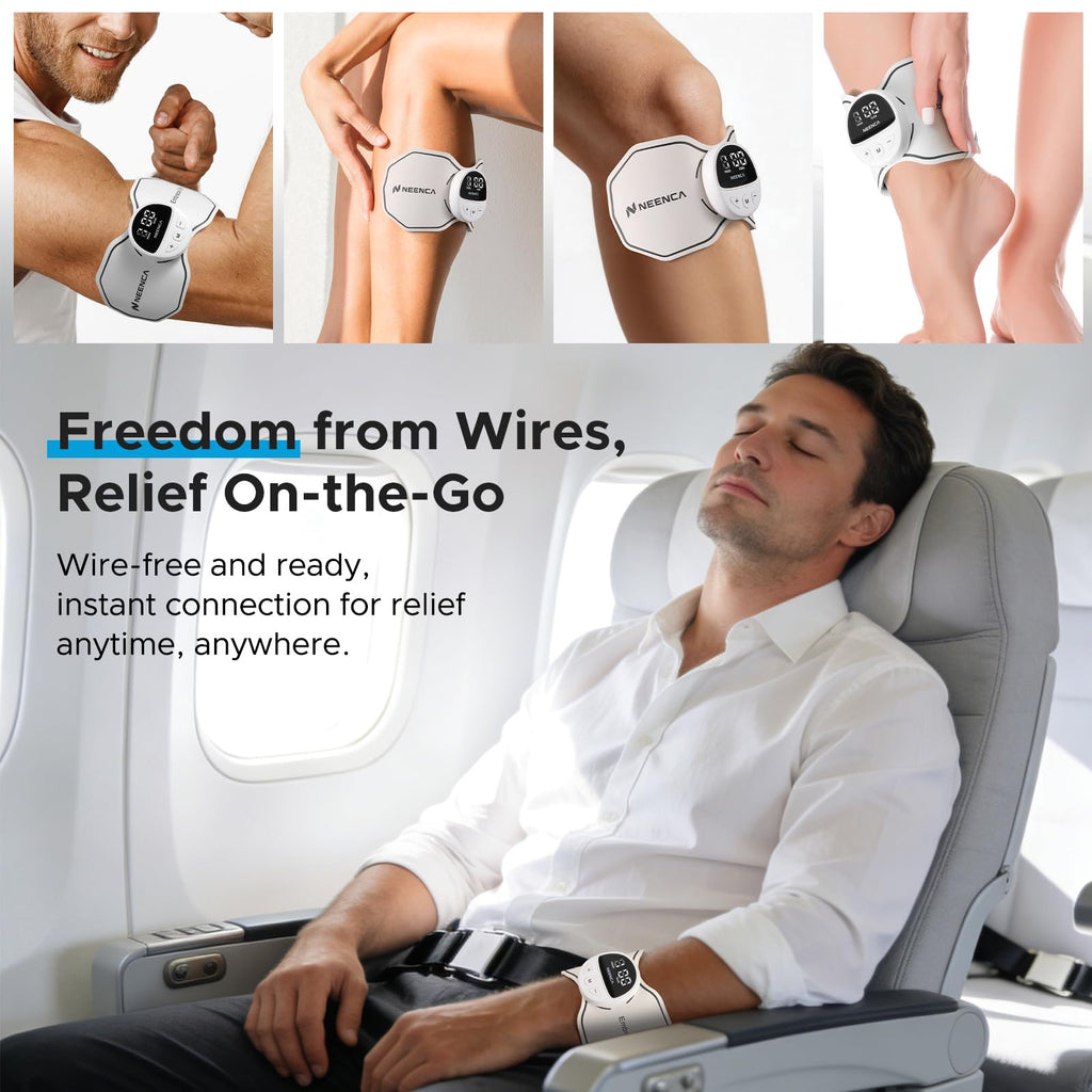 NEENCA Wireless TENS Unit Muscle Stimulator, Smart Rechargeable TENS EMS Muscle Massager for Knee/Shoulder/Back Pain Relief. 4 TENS Pads with Remote Control for Physical Therapy,9 Modes 19 Intensities