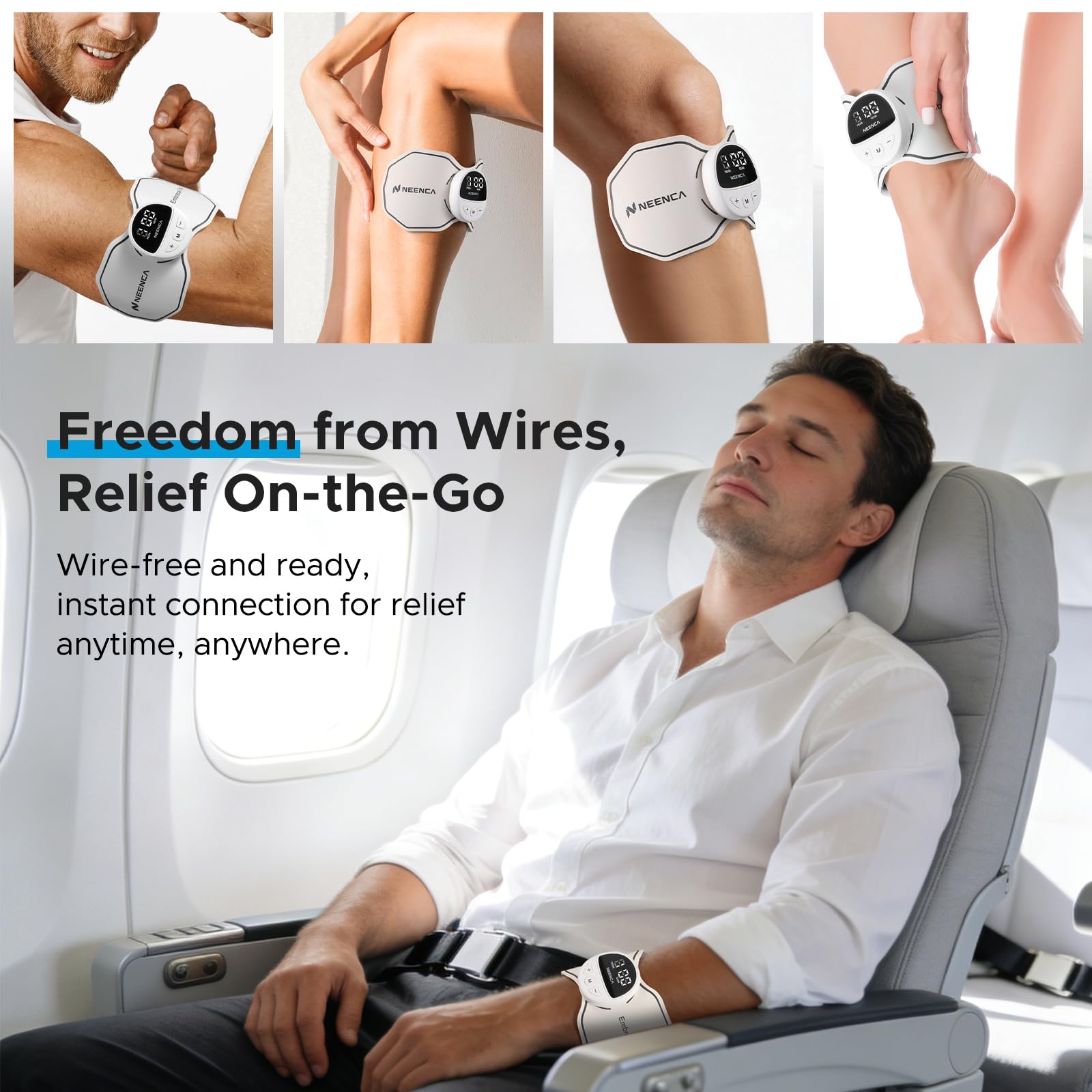 NEENCA Wireless TENS Unit Muscle Stimulator, Smart Rechargeable TENS EMS Muscle Massager for Knee/Shoulder/Back Pain Relief. 4 TENS Pads with Remote Control for Physical Therapy,9 Modes 19 Intensities