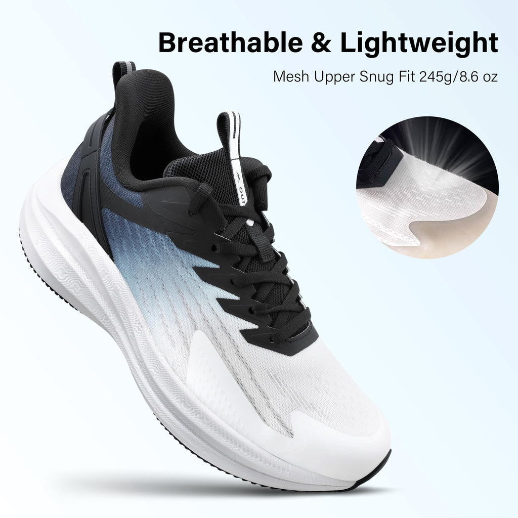 OUTJET Men's Road Running Shoes Lightweight Cushioning Athletic Walking Sneakers - Comfortable Non Slip Jogging Outdoor Gym Workout Tennis Shoes Active5K Black