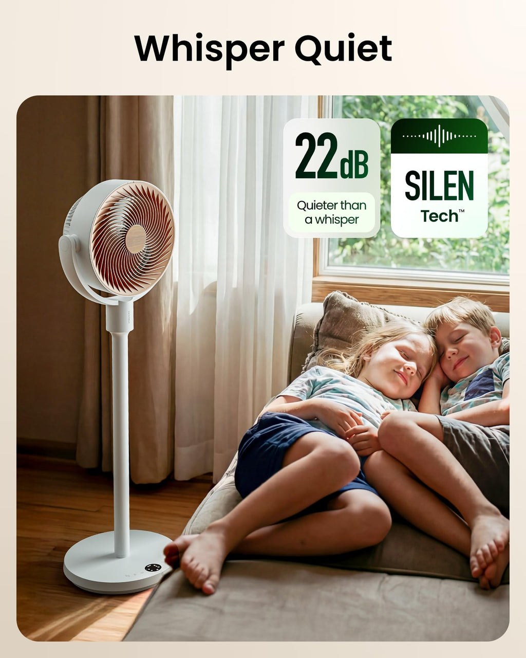 SwitchBot Smart Pedestal Fan, Rechargeable Oscillating Standing Fan for Bedroom, Corded & Cordless, Adjustable Height Floor & Desk Fan, 22dB, Remote & App, Works with Alexa,Google Home,HomeKit,Matter
