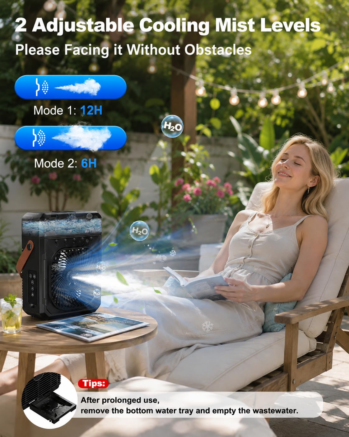 Ausic Misting Fan Portable, 20000mAh Portable Air Conditioners with 1200mL Water Tank, Outdoor Water Cooling Fan for Outside, Perfect Quite Mist Water Spray Fans for Camping Patio Home Bedroom Office