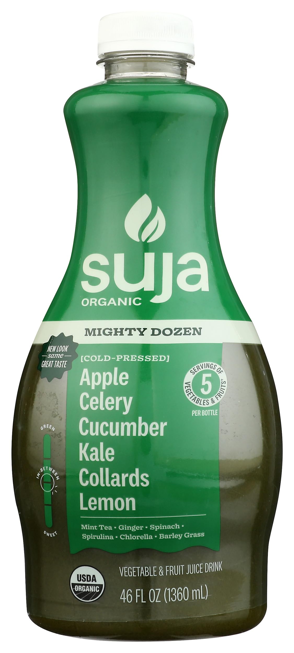 Suja Organic Mighty Dozen Cold Pressed Juice Drink, With Apple, Celery, Cucumber, Kale and Collard Greens, 46 fl oz Bottle