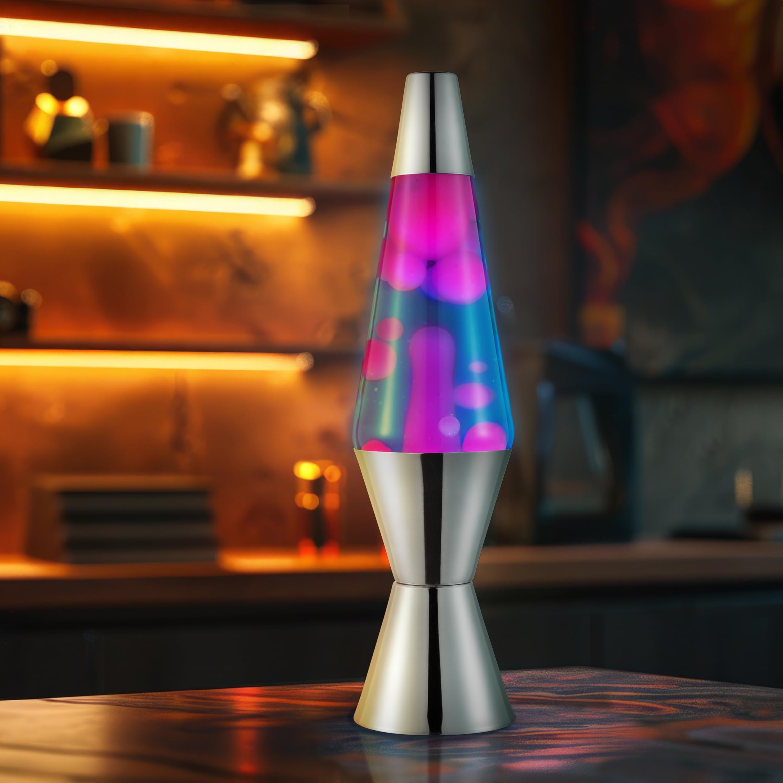 The Original Lava® Lamp - 14.5" Techno Chrome - Classic Liquid Motion Lamp - Pink Lava and Blue Liquid - Item #2097 (Amazon Exclusive)
