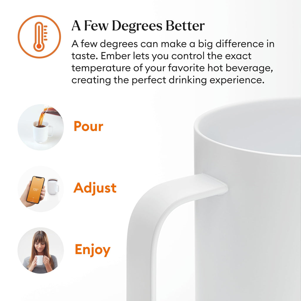 Ember Temperature Control Smart Mug 2, 10 Oz, App-Controlled Heated Coffee Mug with 80 Min Battery Life and Improved Design, White