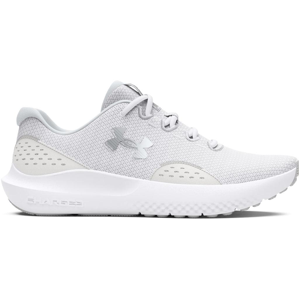 Under Armour Women's Charged Surge 4, (100) White/Distant Gray/Metallic Silver, 8.5, US