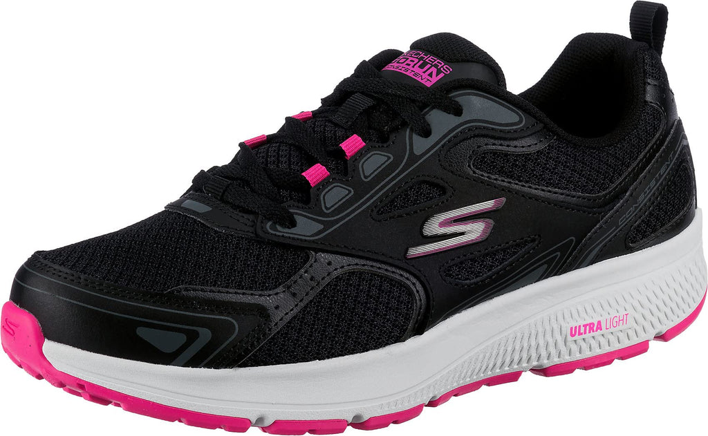 Skechers Women's Go Run Consistent Sneaker, Black/Pink, 10 Wide