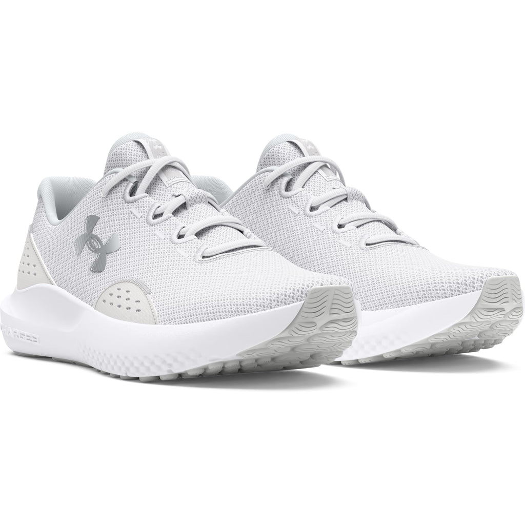 Under Armour Women's Charged Surge 4, (100) White/Distant Gray/Metallic Silver, 8.5, US