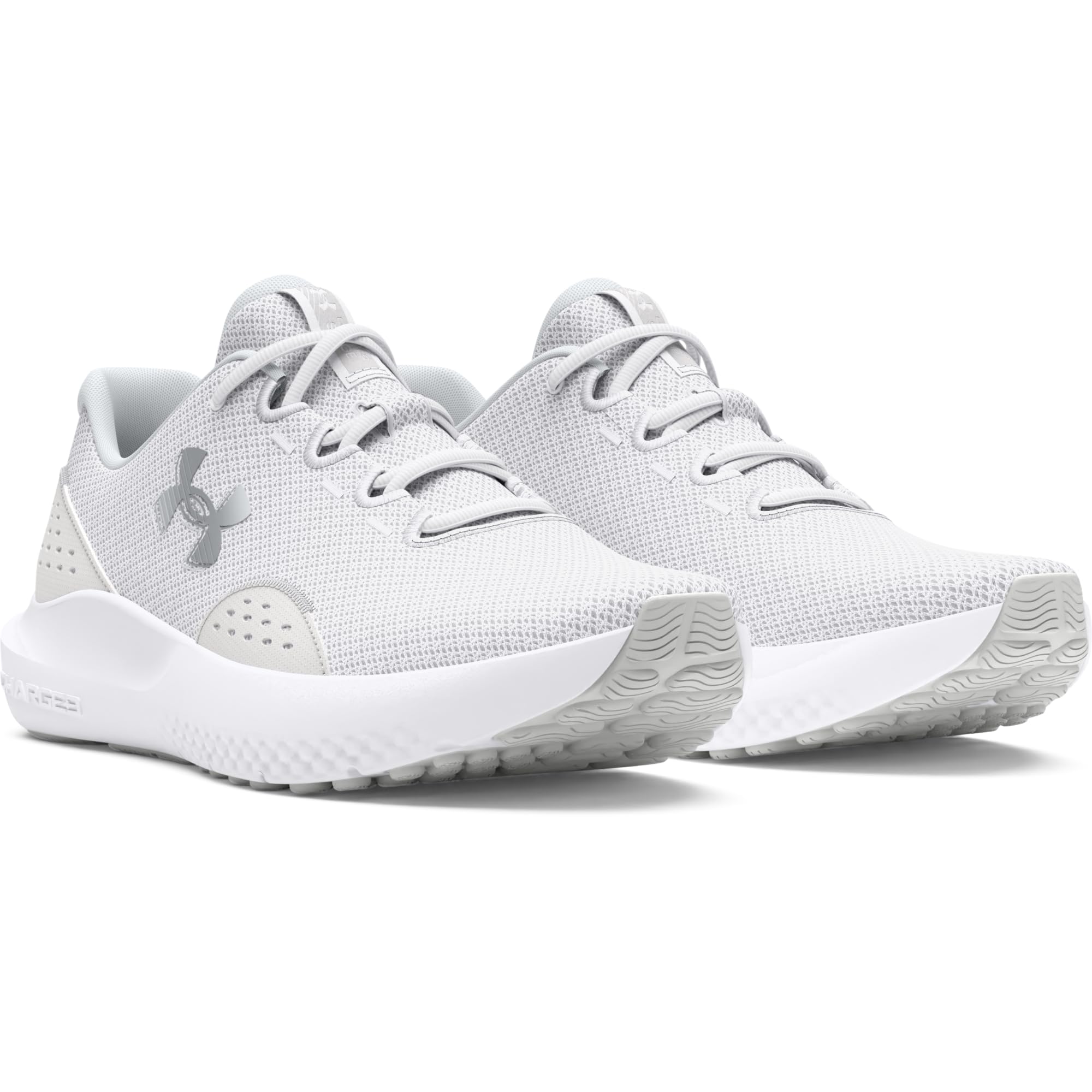 Under Armour Women's Charged Surge 4, (100) White/Distant Gray/Metallic Silver, 8.5, US