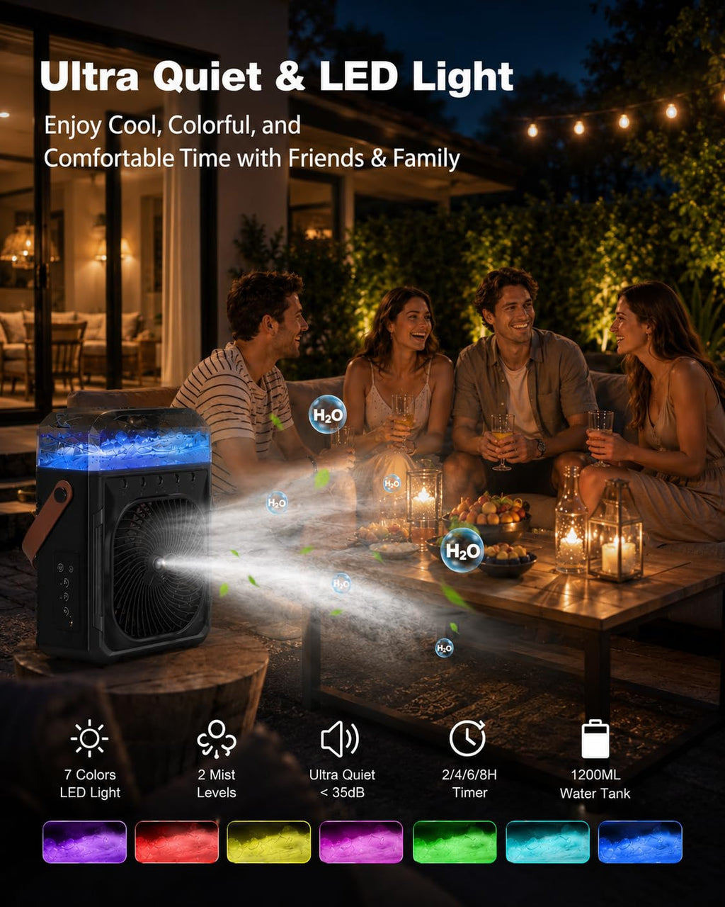 Ausic Misting Fan Portable, 20000mAh Portable Air Conditioners with 1200mL Water Tank, Outdoor Water Cooling Fan for Outside, Perfect Quite Mist Water Spray Fans for Camping Patio Home Bedroom Office