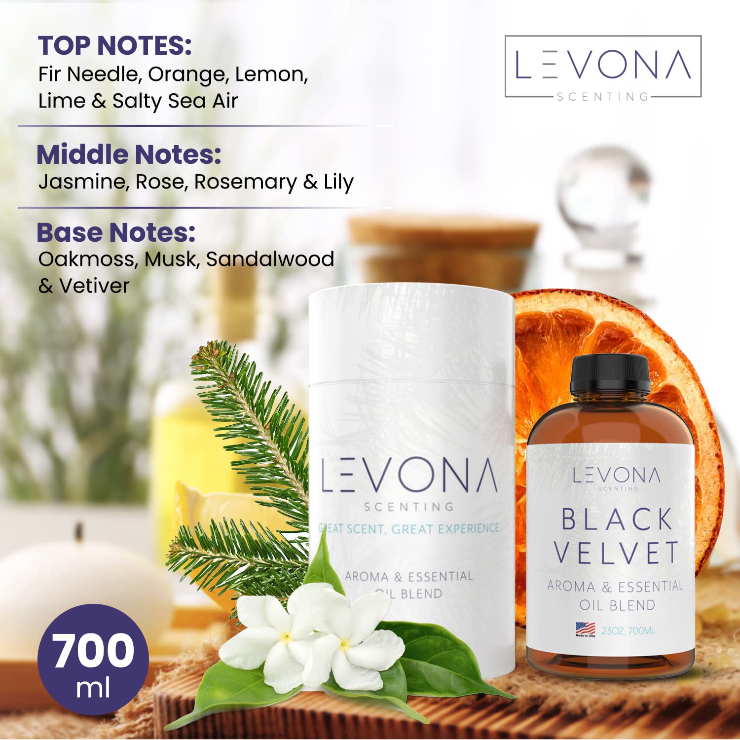 Levona Scent Lavanda 2000 Diffuser - HVAC System with Smart App Control, Scent Diffuser for Whole House, Office, Hotel, & Large Spaces - Covers 6000 sq ft - Includes Black Velvette 700ml Essential Oil