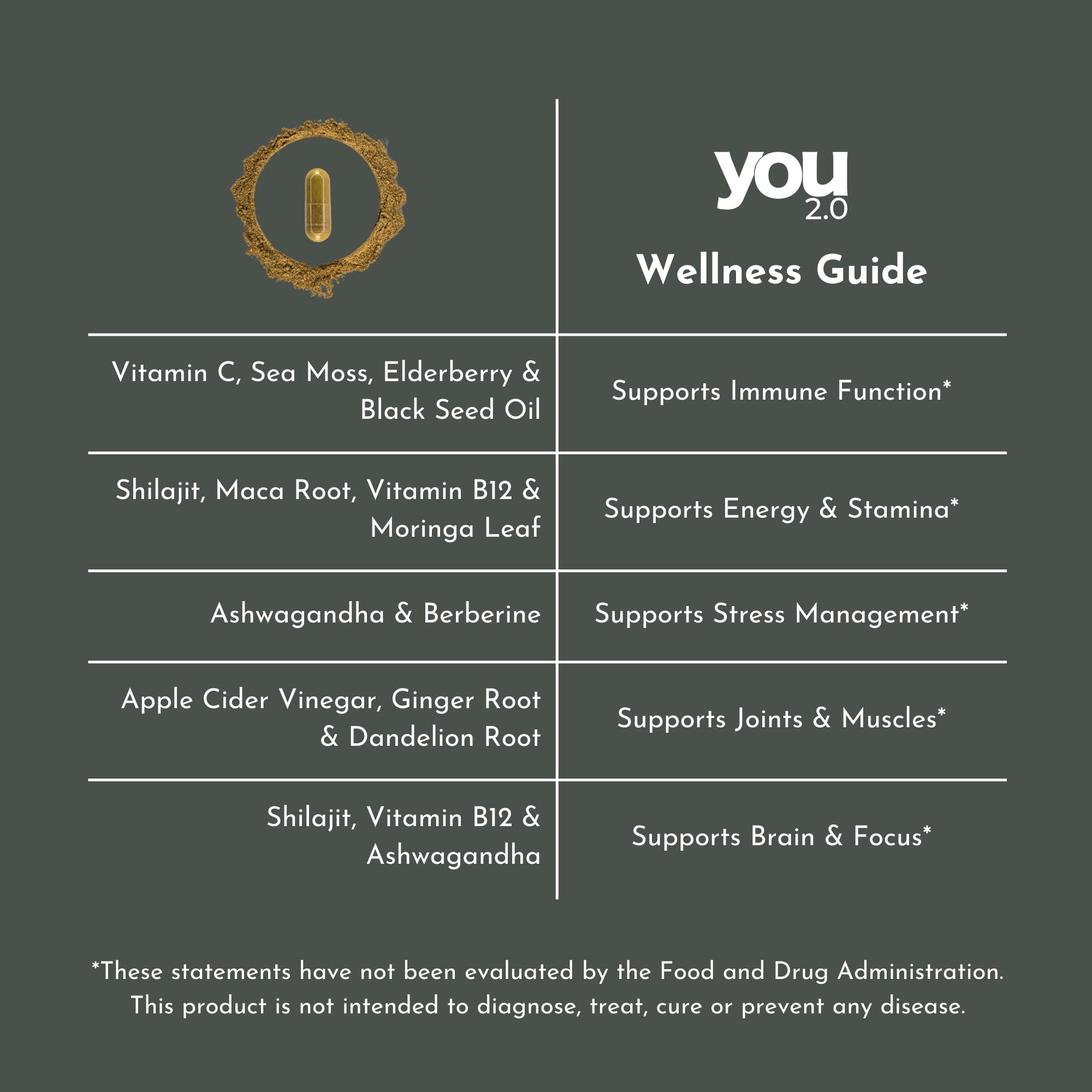 YOU 2.0 Powerhouse Superfood with Seamoss, Shilajit, Ashwagandha, Berberine, Maca, Black Seed Oil, Turmeric, Vitamin C, D, B12, K2 - Moringa, Apple Cider, Made in USA for Overall Health & Immunity