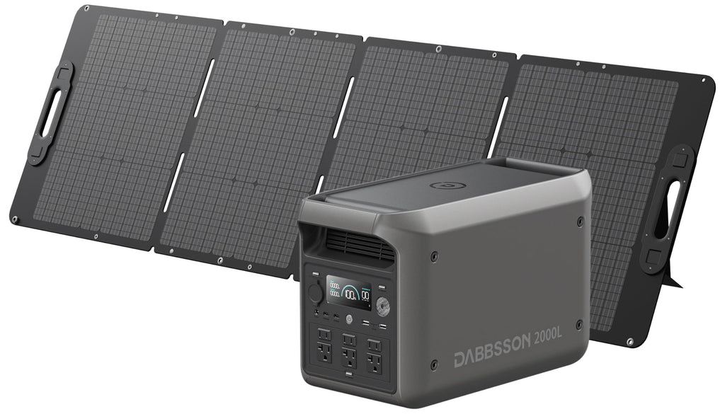 DABBSSON 2048Wh Solar Generator with 210W Solar Panel, Semi-Solid LiFePO4 Battery w/6 2200W AC Output, Compact&Lightweight, Recharge 80% in 1.5 Hr, 2000L Portable Power Station for Camping/Home/RV