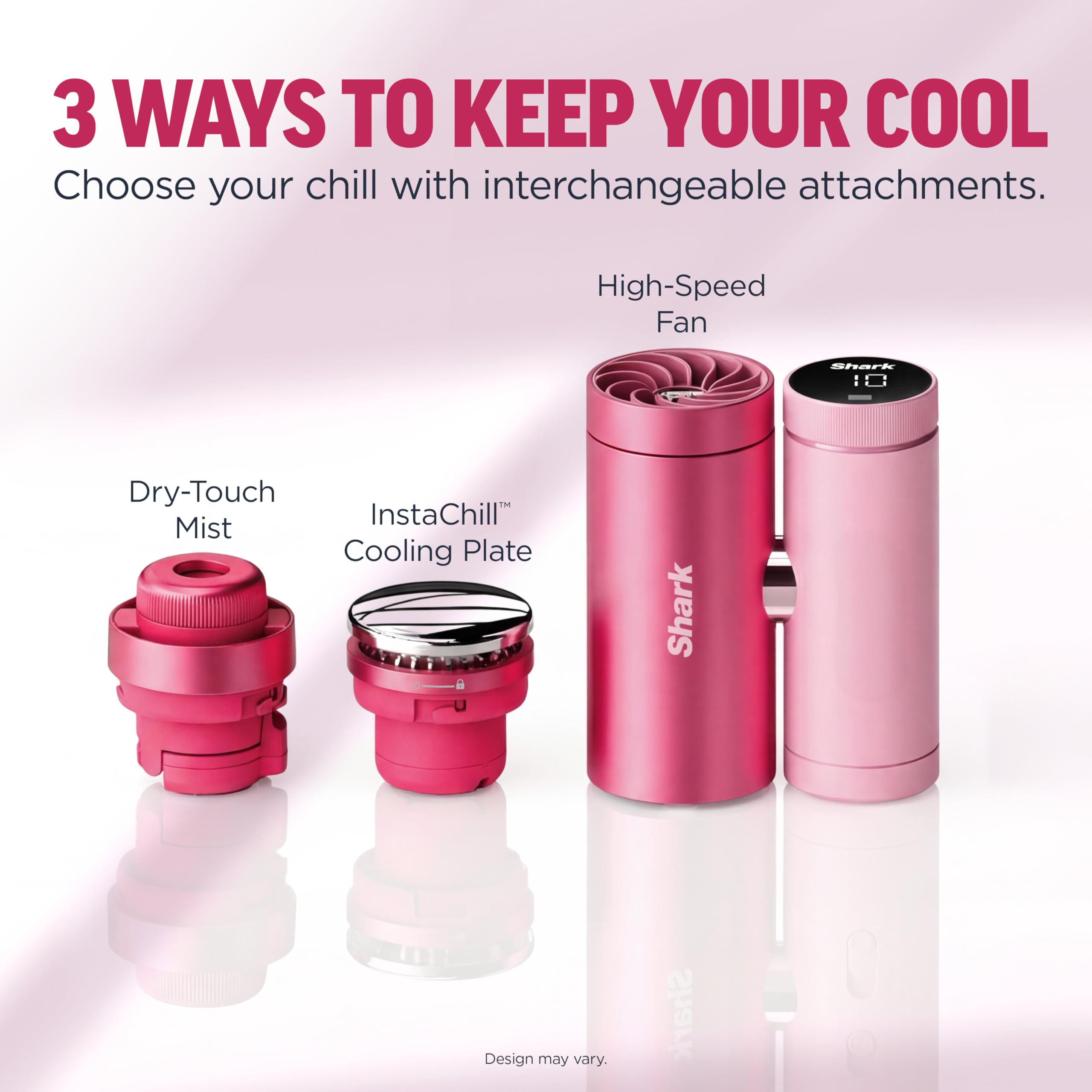 Shark ChillPill – The Only 3-in-1 Personal Cooling System with Fan, InstaChill Cooling Plate & Dry-Touch Mist – Portable, Handheld, Drops Skin Temp Up to 16°F, 10 Speeds, Glacier, FA022BL