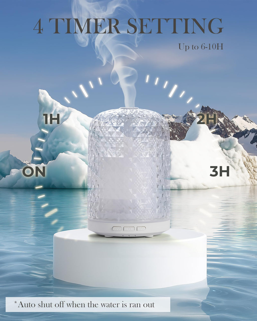Onaboviva Essential Oil Diffuser - 2.4MHz Ultrasonic Glass Diffuser for Home, 120ml, Pulse&Continuous Mist, Bright/Dim/Breathing Lighting, Waterless Auto-Off, Aromatherapy Diffuser with USB Cable
