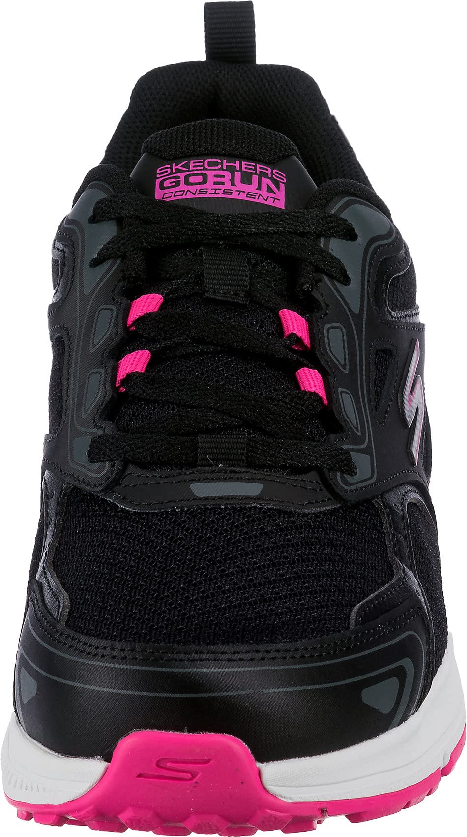 Skechers Women's Go Run Consistent Sneaker, Black/Pink, 10 Wide