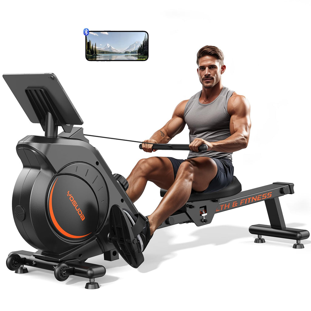 YOSUDA Magnetic Rowing Machine 350 LB Weight Capacity - Rower Machine for Home Use with LCD Monitor, Tablet Holder and Comfortable Seat Cushion-New Version