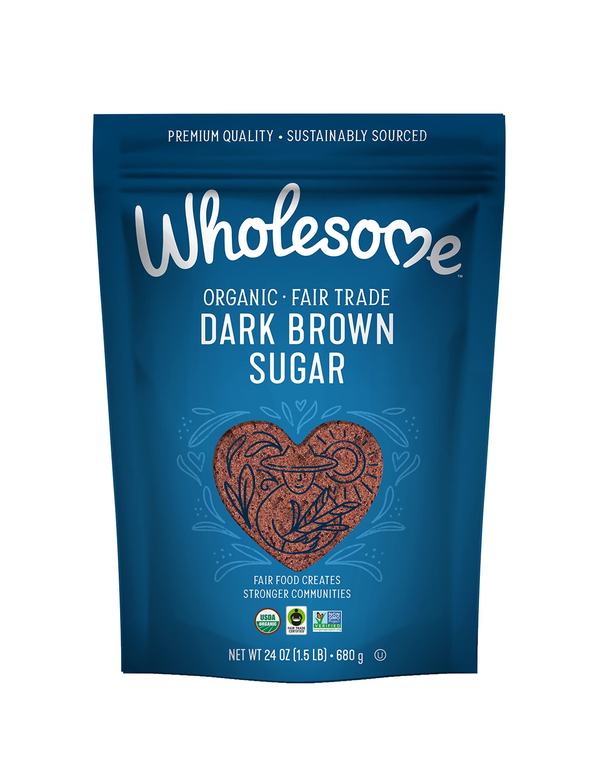 Wholesome Fair Trade Organic Dark Brown Sugar, 24oz, 6-Pack