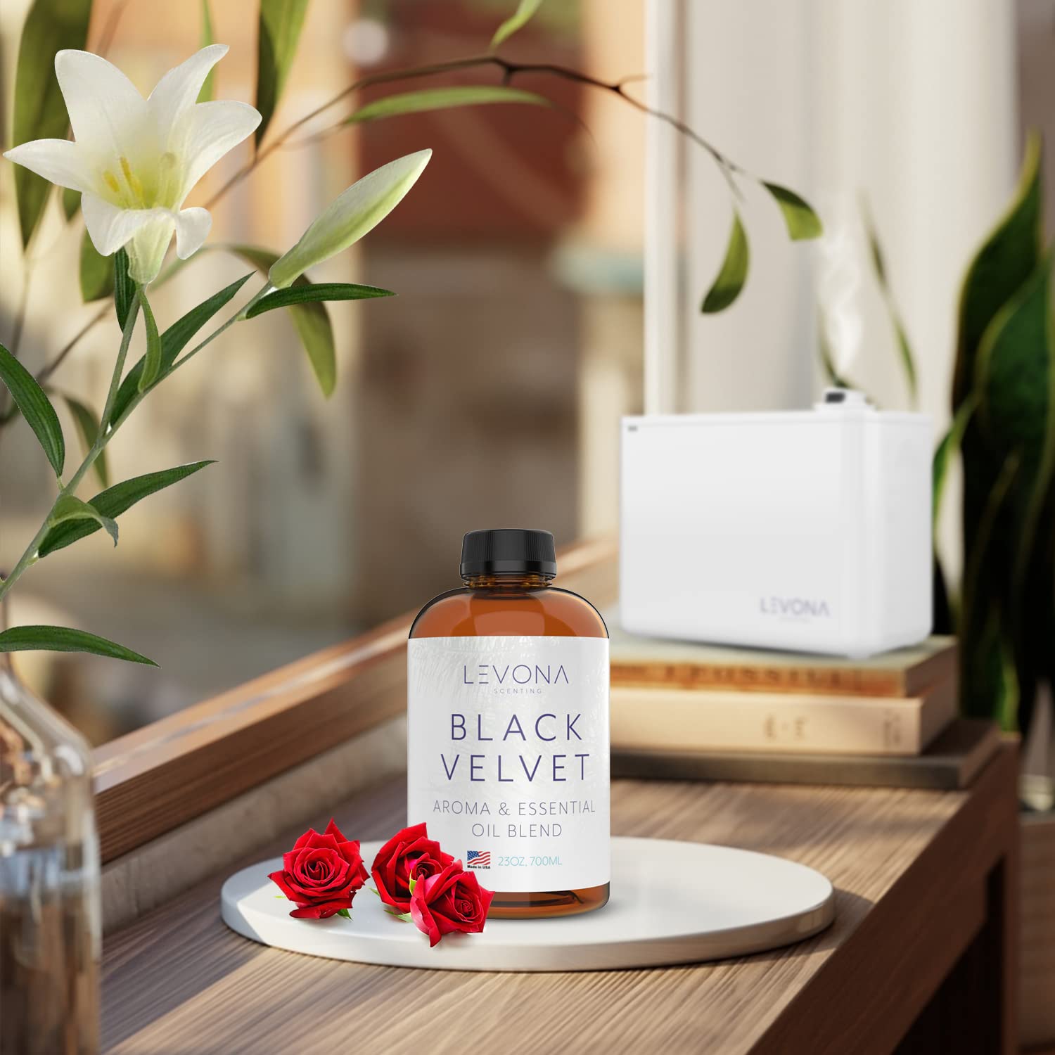 Levona Scent Lavanda 2000 Diffuser - HVAC System with Smart App Control, Scent Diffuser for Whole House, Office, Hotel, & Large Spaces - Covers 6000 sq ft - Includes Black Velvette 700ml Essential Oil