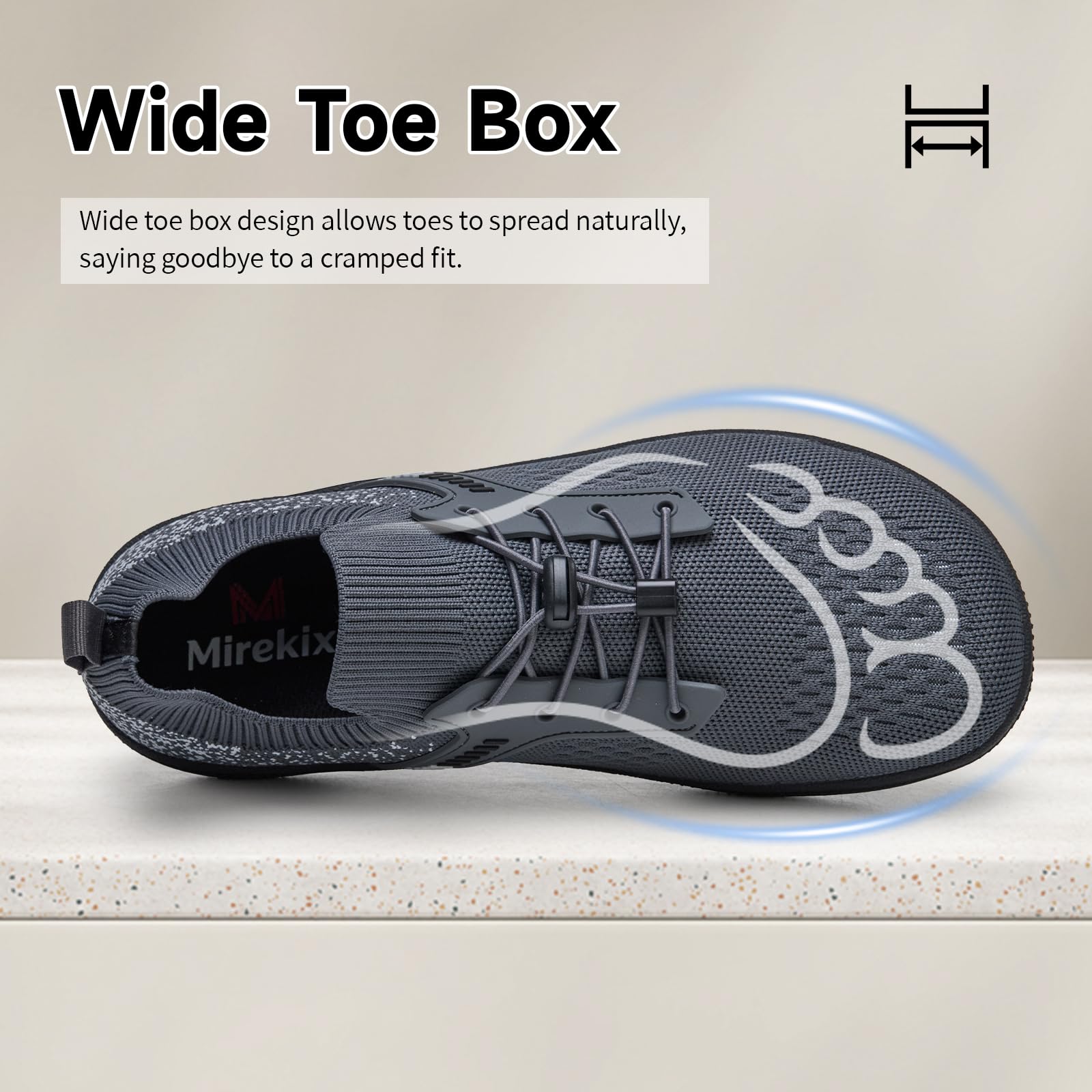 Mirekix Barefoot Shoes for Men, Wide Toe Box Zero Drop Minimalist Sneakers,Lightweight Breathable Walking Shoes for All-Day Comfort & Natural Foot Movement(grey43)