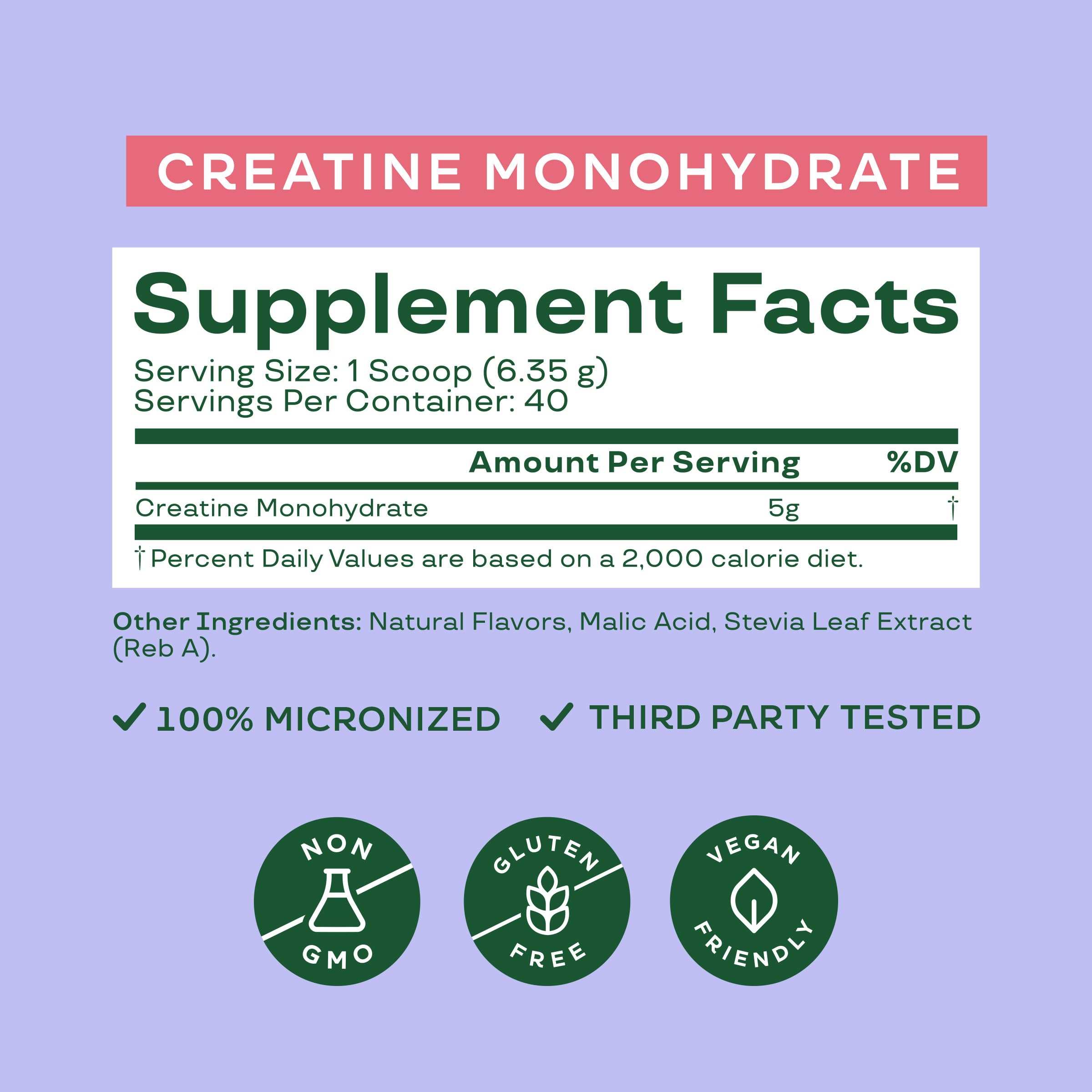 Bloom Nutrition Creatine Monohydrate Powder, 5g Micronized Creatine per Serving, Supports Muscle Recovery, Strength, Endurance, Pre or Post Workout, Gluten Free, Non GMO, Raspberry Lemon, 40 SVG, 9 oz