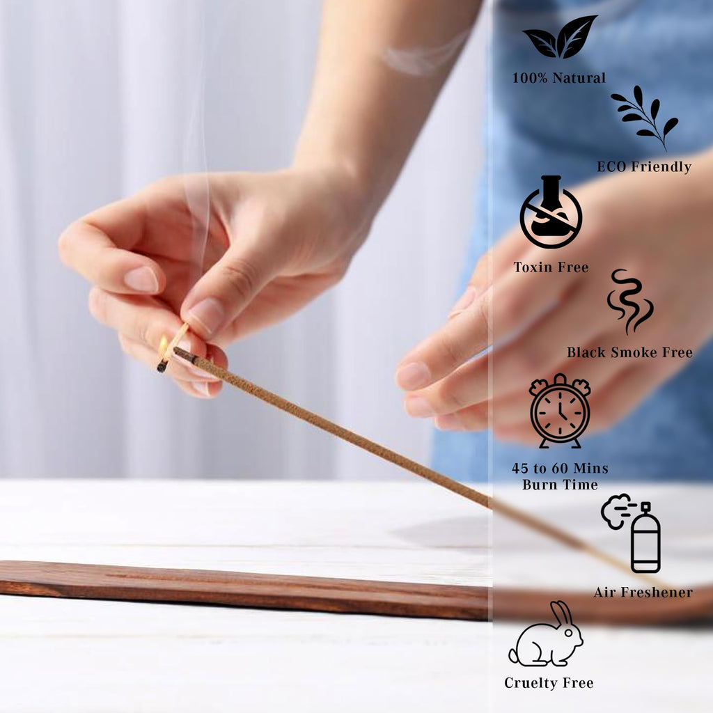 Coconut Incense Sticks, Organic Hand Dipped 100 Sticks with Natural Herbs & Aromatic Ingredients, Burn Time 45 to 60 Minutes, Incense for Positivity, Yoga, Meditation, Relaxation, Spiritual Gift
