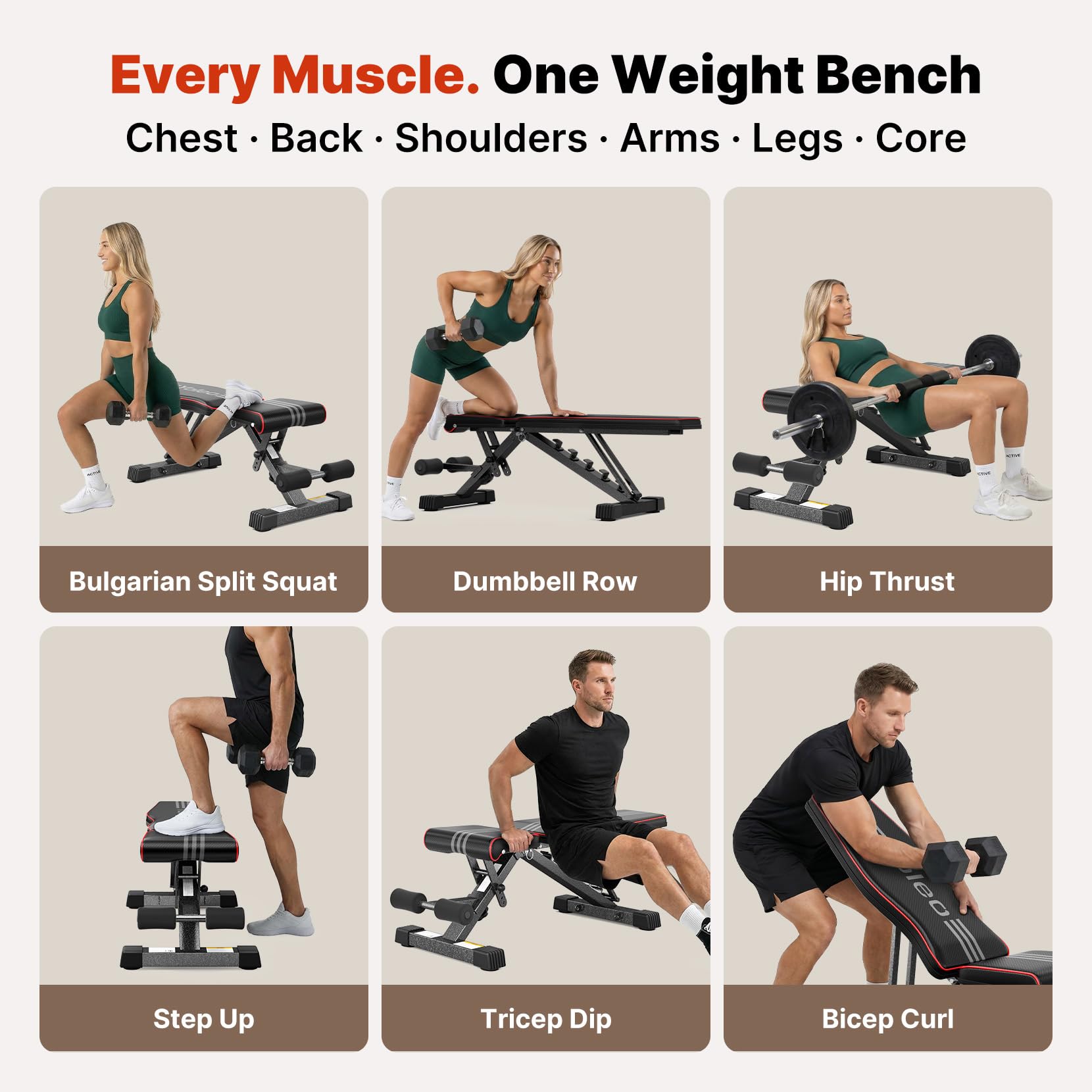 YOLEO Adjustable Weight Bench for Home Gym, ASTM-Certified 827LBS, 98% Pre-Assembled, Foldable Gym Bench with 84 Positions Incline Decline Flat, Wider Seat