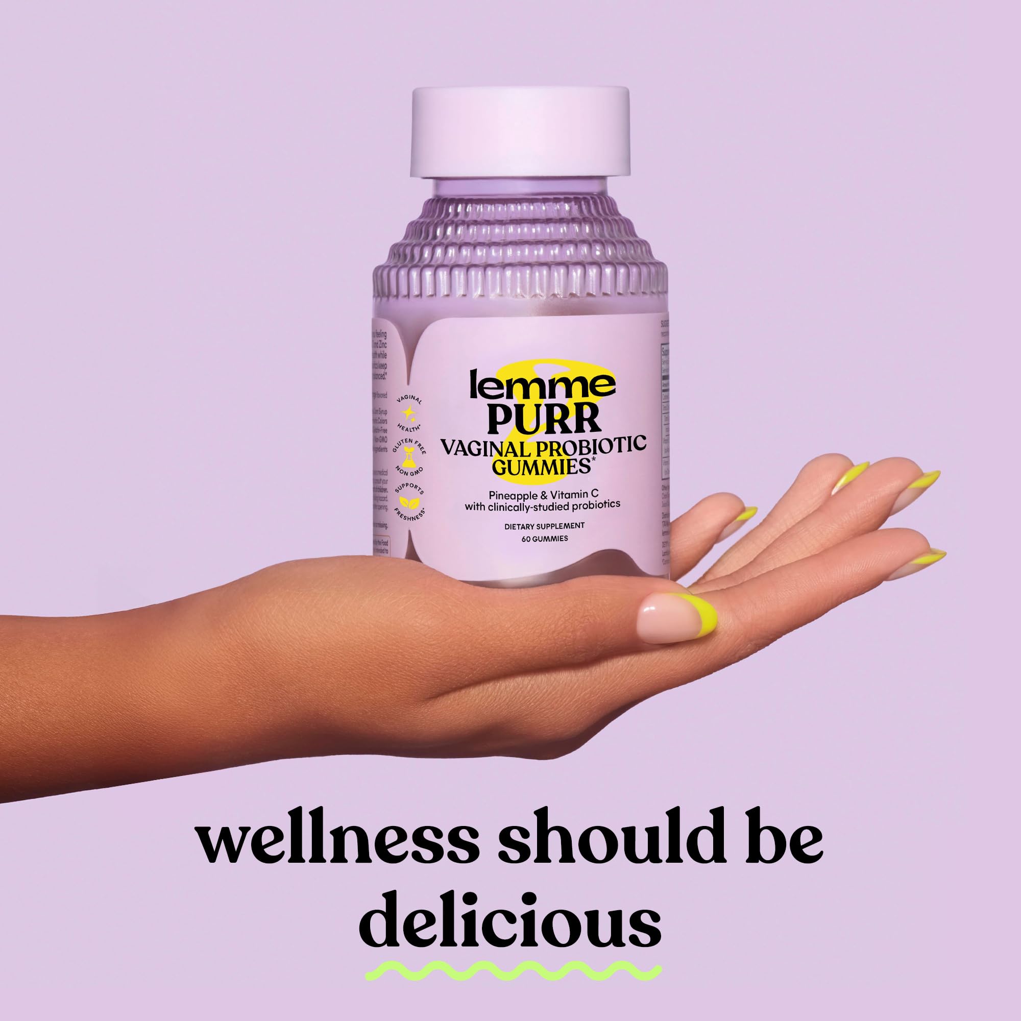 Lemme Purr Vaginal Probiotic Gummies for Women - Balanced pH, Healthy Odor, Yeast Balance & Flora Support + Vitamin C for Immune Health - Tasty Pineapple (60 Count) (Pack of 2)