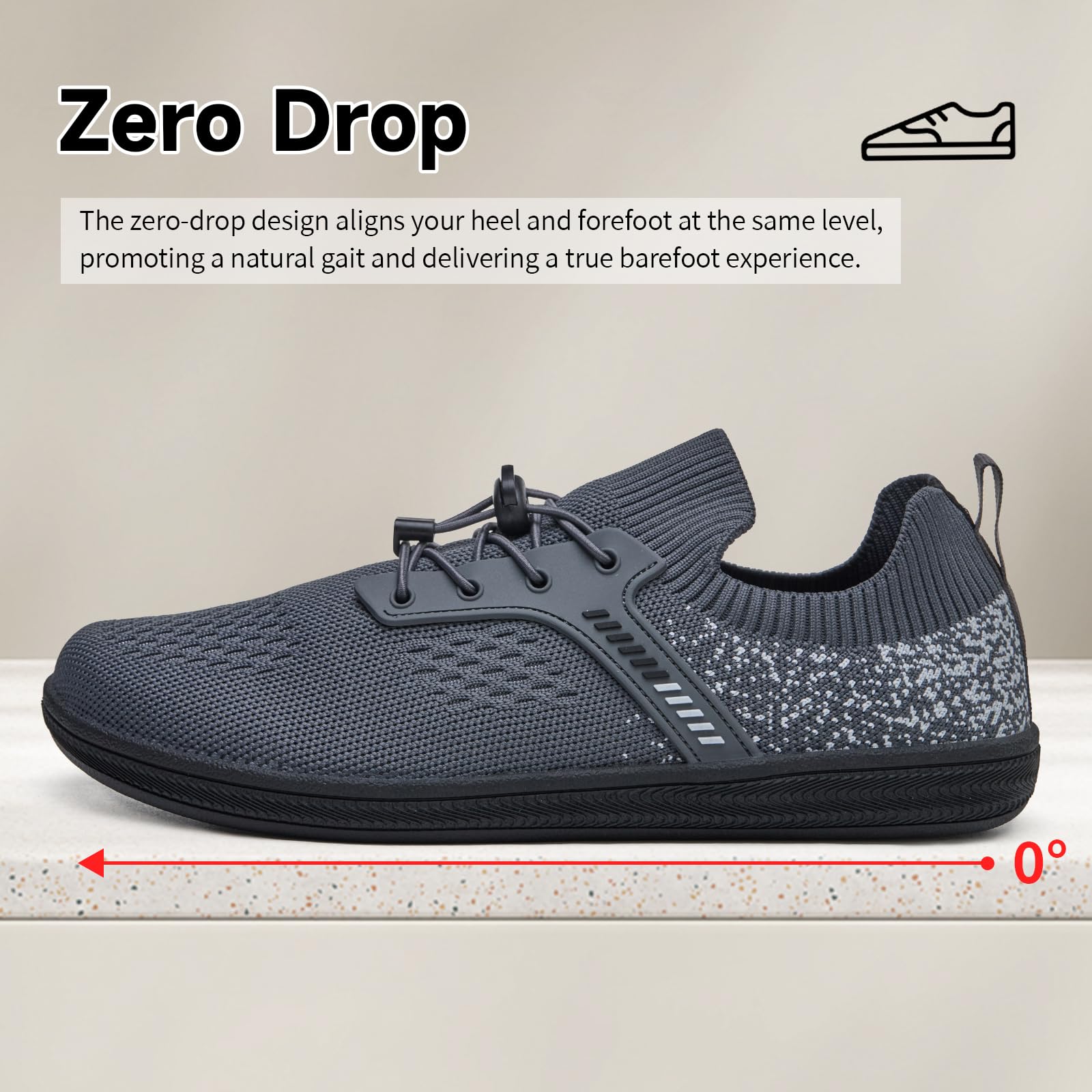 Mirekix Barefoot Shoes for Men, Wide Toe Box Zero Drop Minimalist Sneakers,Lightweight Breathable Walking Shoes for All-Day Comfort & Natural Foot Movement(grey43)