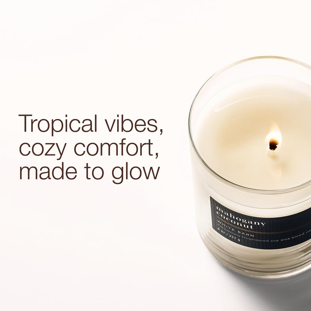 Bath & Body Works Single Wick Candle, Mahogany Coconut Candle, Long-Lasting Burn Up to 45 Hours, Exclusively Fragranced Soy Wax Blend, 8 oz - 1 Pack