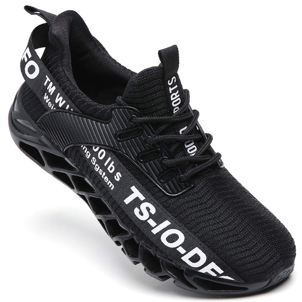 FRSHANIAH Sneakers for Men Slip On Casual Sport Running Shoes Athletic Tennis Walking Shoes Breathable Fashion Gym Runner Jogging Shoes Black Size 7