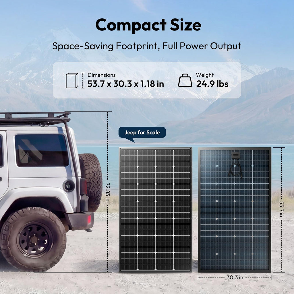 JJN Bifacial 200 Watt Solar Panel 12V 10BB Monocrystalline Solar Panels High Efficiency Solar Module for RV Home Battery Charging Farm Trailer Camper Marine Off Grid System Single Piece