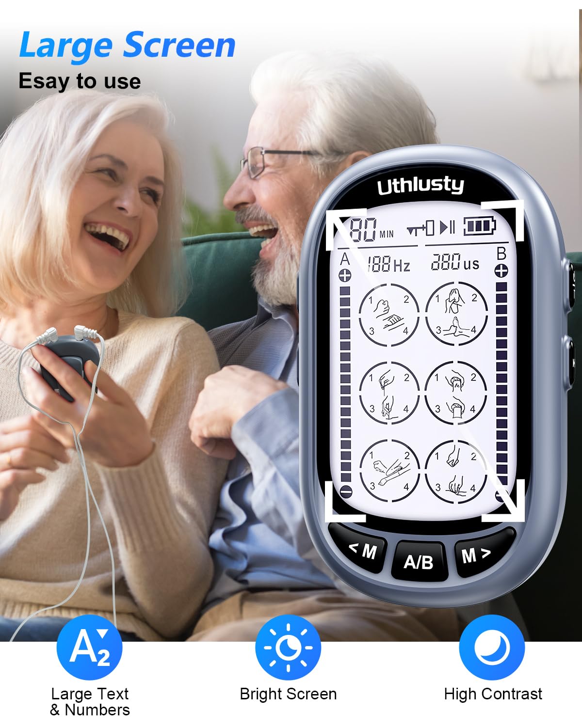 TENS Unit Muscle Stimulator for Pain Relief Therapy–Dual Channel 24 Modes TENS Machine&EMS Muscle Stimulator,Upgraded Large Screen Portable Muscle Stimulator for Back,Shoulder,& Neck Pain with 10 Pads