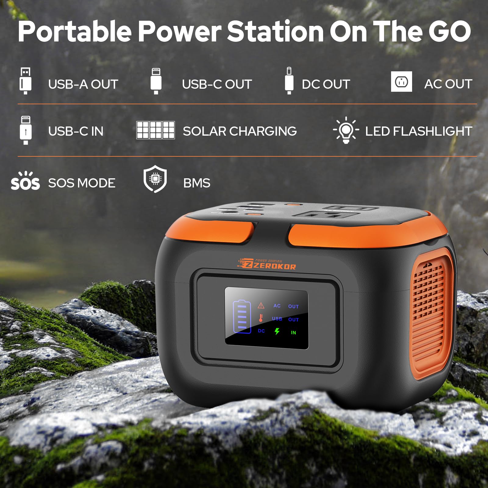 Portable Power Station 120W, Power Bank with AC Outlet, Portable Generator 97.6Wh External Battery Power Pack with USB C Input for Camping Home Van Life Adventure Backup