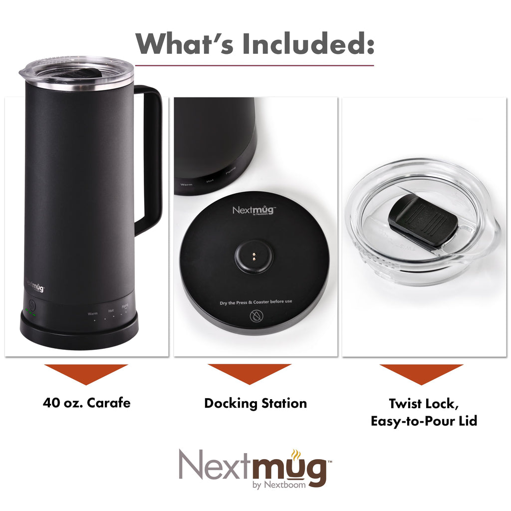 Nextmug Carafe - Self-Heating, Temperature Controlled Coffee & Tea Carafe (Black - 40 oz.)