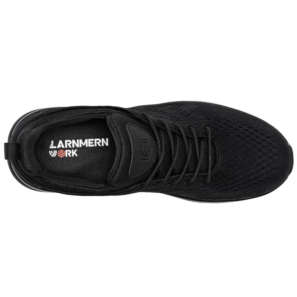 LARNMERN Men Non Slip Work Sneakers Water Resistant Food Service Zapatos Trabajo Antideslizantes Walking Shoes Waterproof Shoes Slip-on, Black 10.5