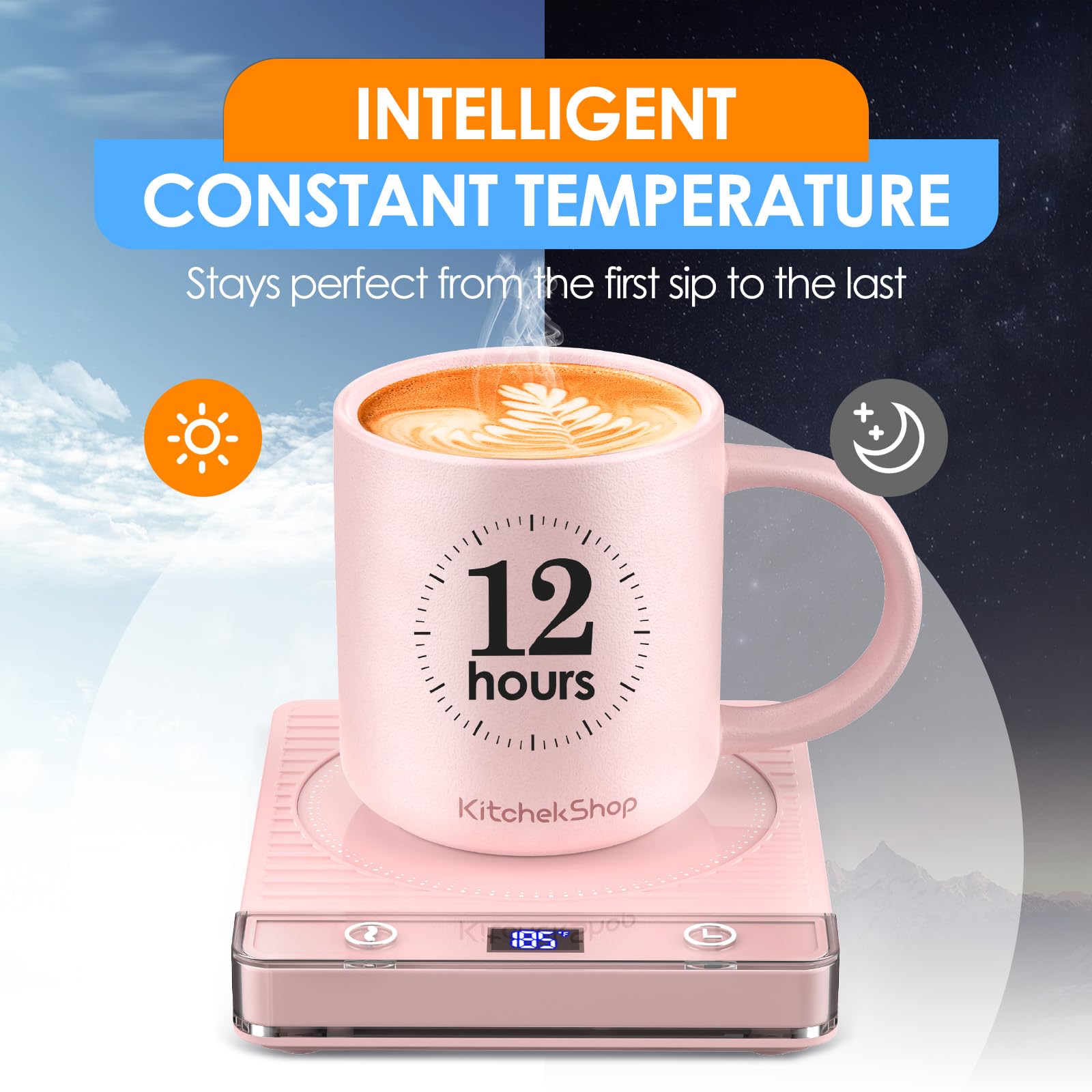 Pink Mug Warmer Set for Desk, Coffee Cup Warmer with Matching Cup, Cute Electric Beverage Warmer for Coffee Tea Milk, Ideal for Office & Home