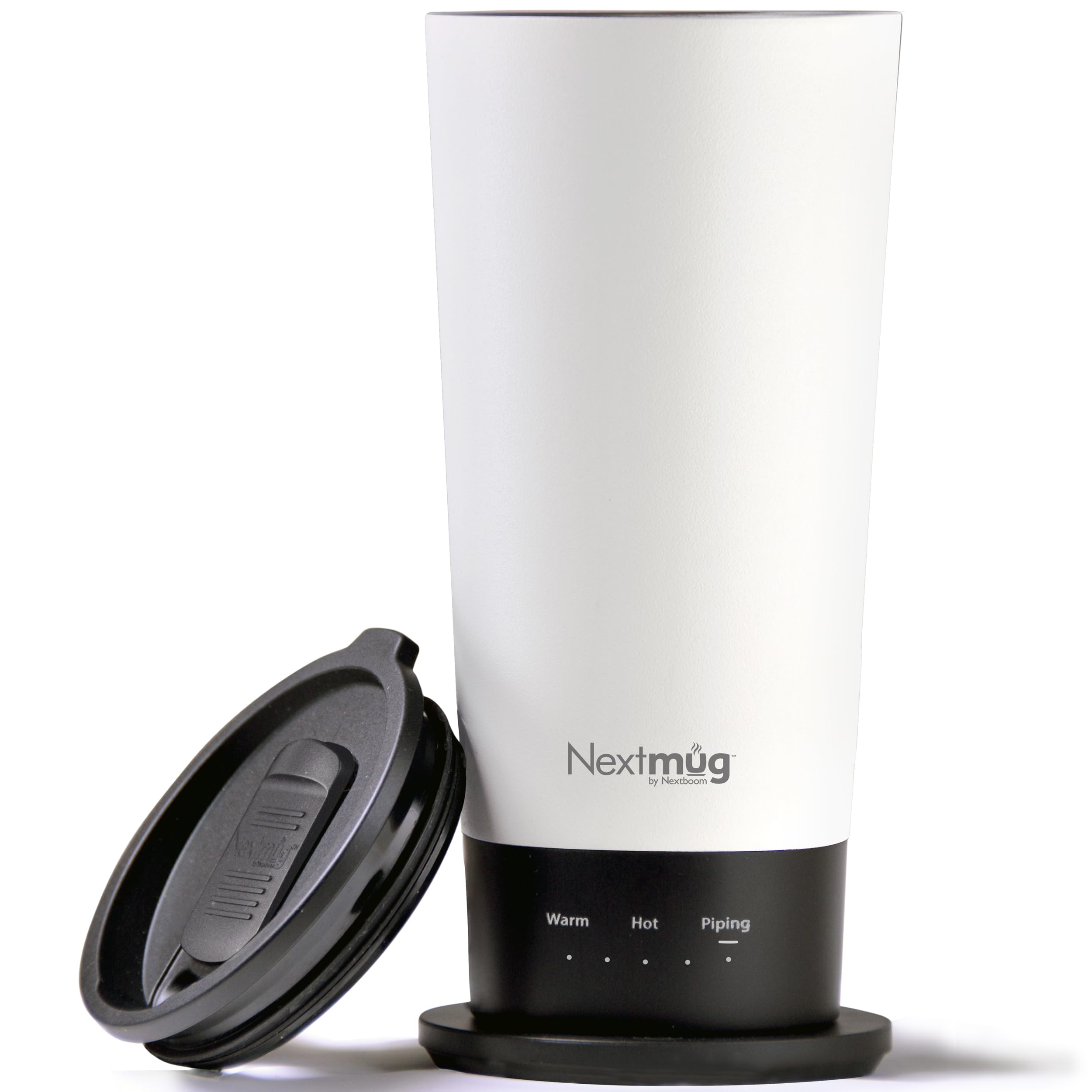 Nextmug Go - Temperature-Controlled, Self-Heating Travel Mug (White - 16 oz.)