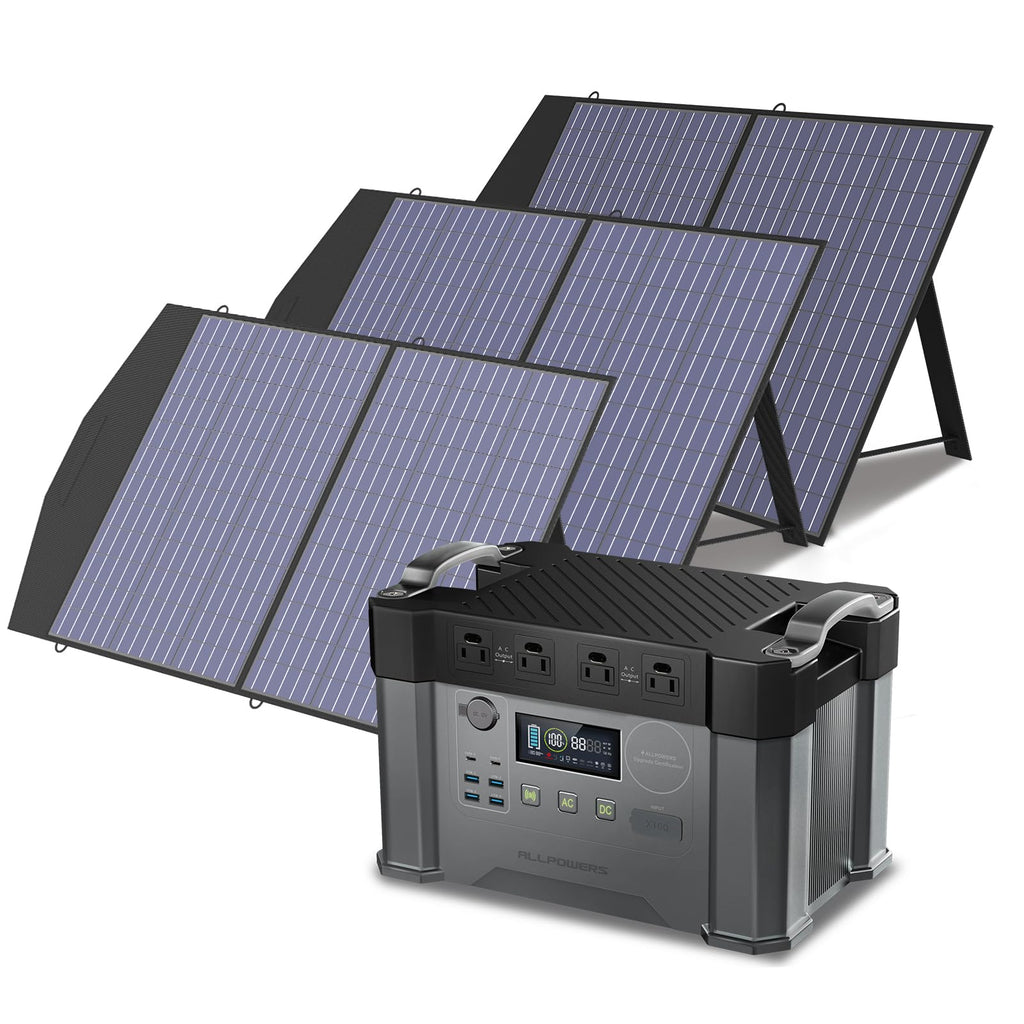 ALLPOWERS S2000 Pro Solar Generator with SP037 Solar Panels Included 2400W MPPT Portable Power Station, Solar Backup Power for Home Outdoor Camping