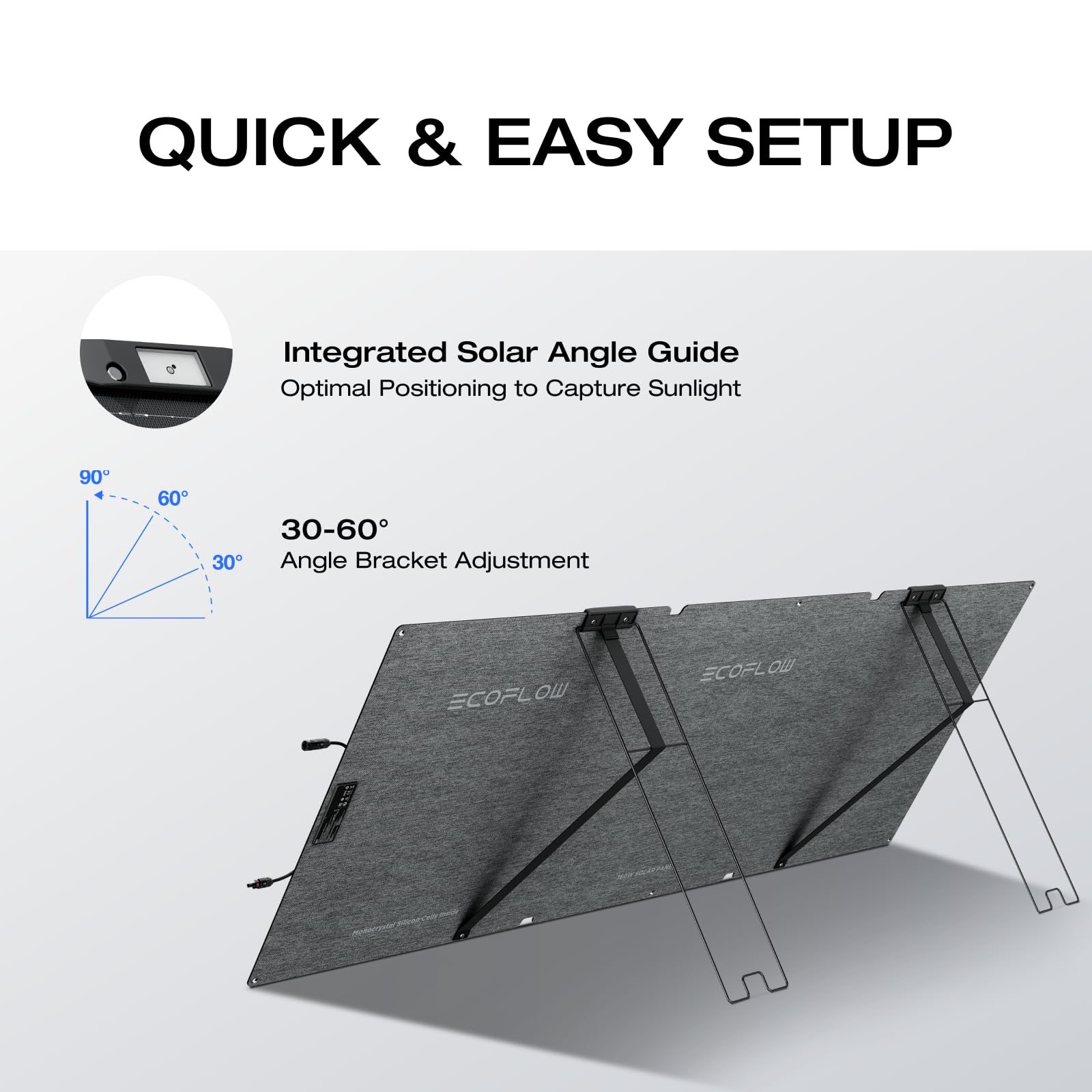 EF ECOFLOW 2PCS 160 Watt Portable Solar Panel for Power Stations, 25% High Conversion Efficiency Foldable Solar Panel with Adjustable Kickstand IP68 Waterproof, Ideal for Camping RV, NextGen Version