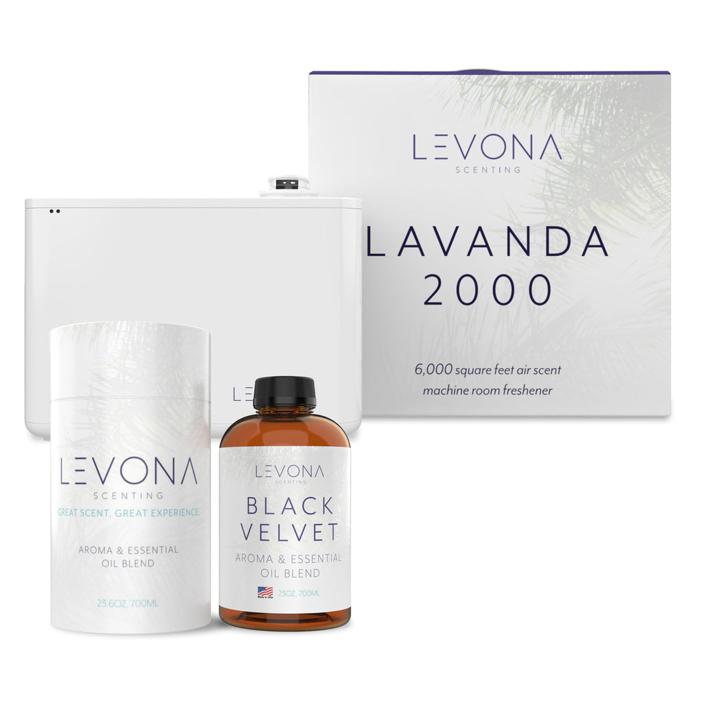 Levona Scent Lavanda 2000 Diffuser - HVAC System with Smart App Control, Scent Diffuser for Whole House, Office, Hotel, & Large Spaces - Covers 6000 sq ft - Includes Black Velvette 700ml Essential Oil