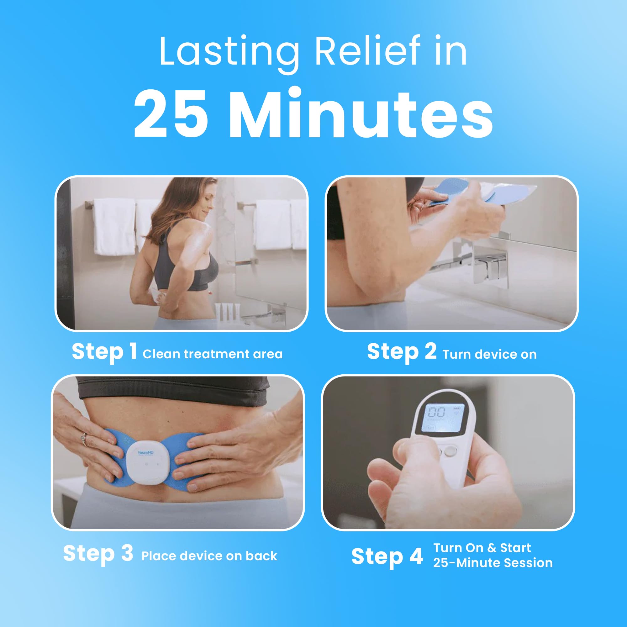 NeuroMD: Corrective Therapy Device for Back Pain - FSA-HSA Eligible NMES Wireless Muscle Stimulator for Pain Relief: 2 Studied Modes for Targeted Back Pain, Muscle Strengthening & Sciatica Support