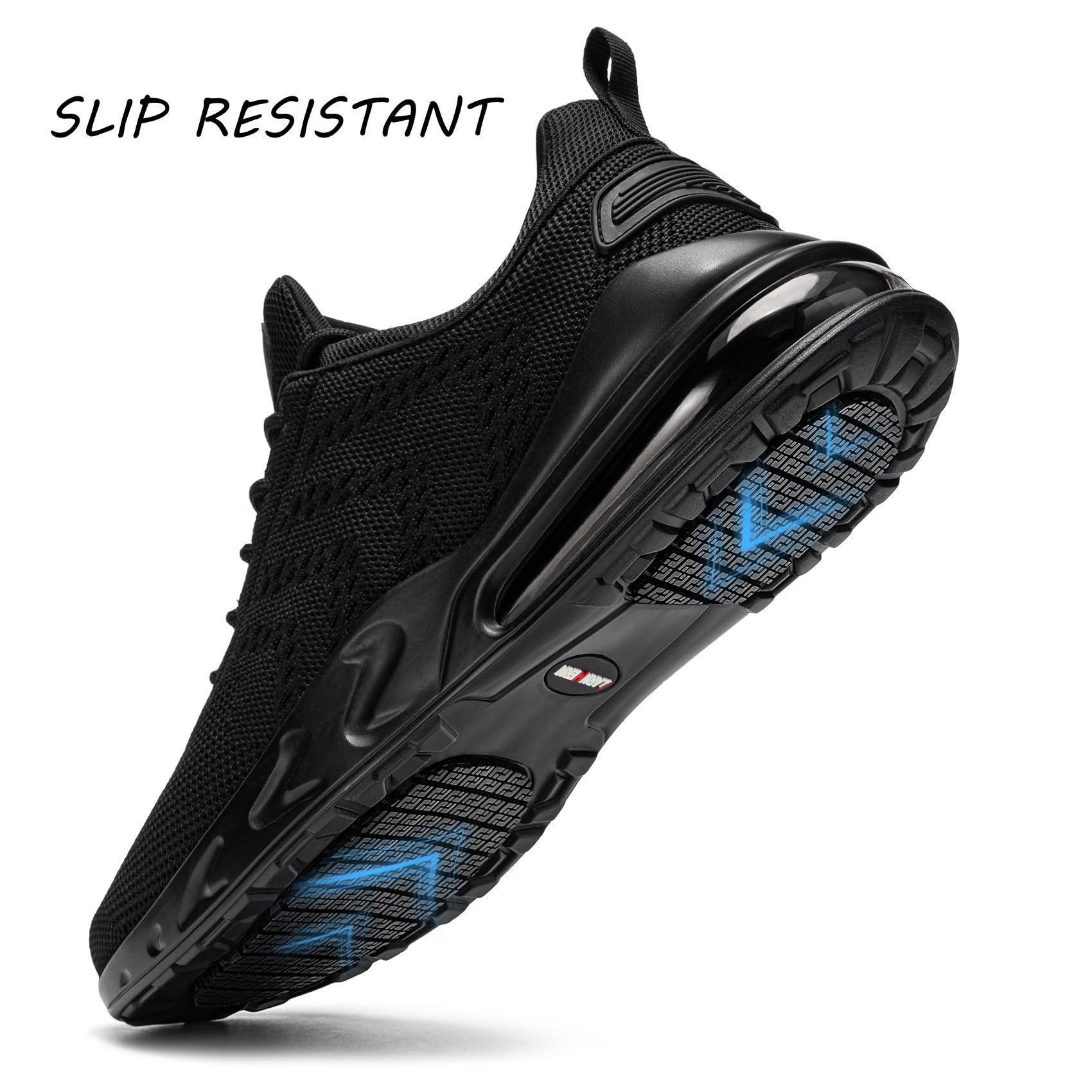 LARNMERN Men Non Slip Work Sneakers Water Resistant Food Service Zapatos Trabajo Antideslizantes Walking Shoes Waterproof Shoes Slip-on, Black 10.5