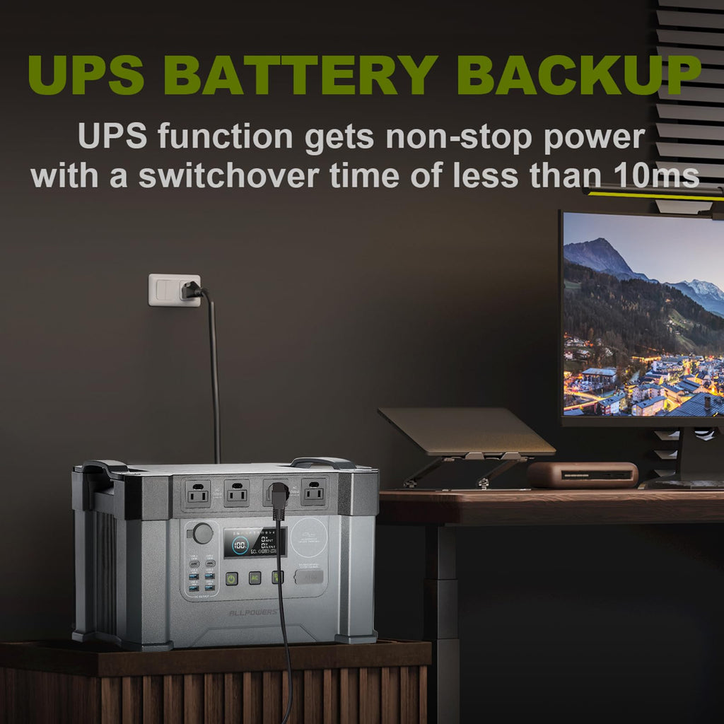 ALLPOWERS S2000 Pro Solar Generator with SE100 Panel Included 2400W MPPT Portable Power Station with Foldable Solar Panel 100W, Solar Backup Power for Van House Outdoor Camping