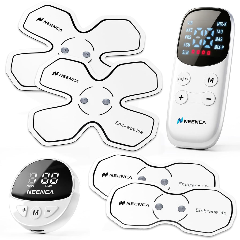 NEENCA Wireless TENS Unit Muscle Stimulator, Smart Rechargeable TENS EMS Muscle Massager for Knee/Shoulder/Back Pain Relief. 4 TENS Pads with Remote Control for Physical Therapy,9 Modes 19 Intensities
